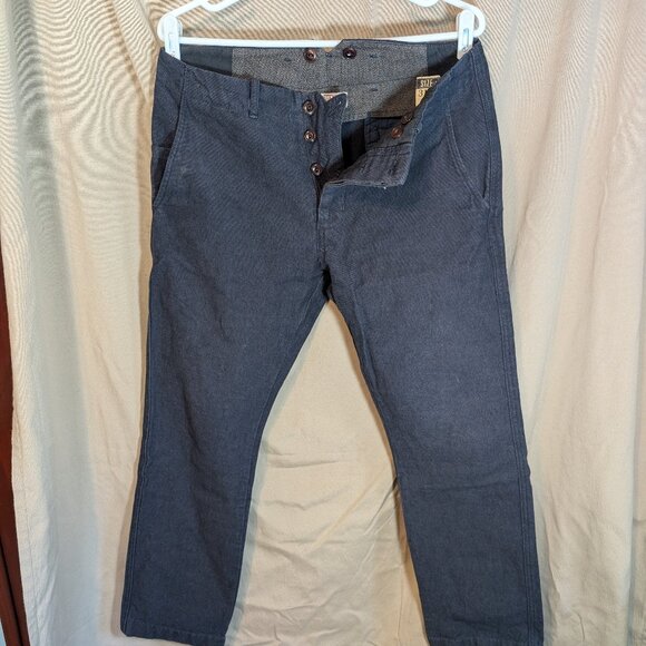 J Crew Wallace and Barnes Dark Navy Chino 31x30 with suspender buttons - Picture 2 of 5